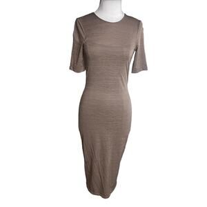 Kimberly Ovitz bodycon midi dress neutral Sz S